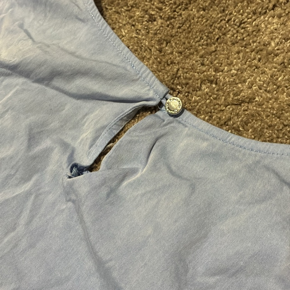 Calvin Klein Blue Ruffle Sleeve Blouse - Picture 4 of 4